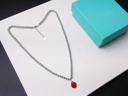 [Reverie Jewels]HEART PEDANT SILVER BALL CHAIN NECKLACE