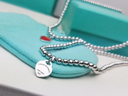 [Reverie Jewels]HEART PEDANT SILVER BALL CHAIN NECKLACE