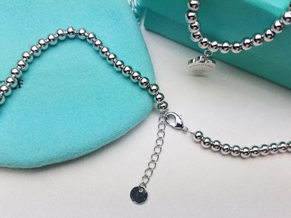 [Reverie Jewels]HEART PEDANT SILVER BALL CHAIN NECKLACE