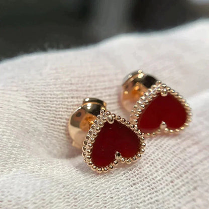 [⭐Reverie Jewels]HEART CARNELIAN STUD EARRINGS