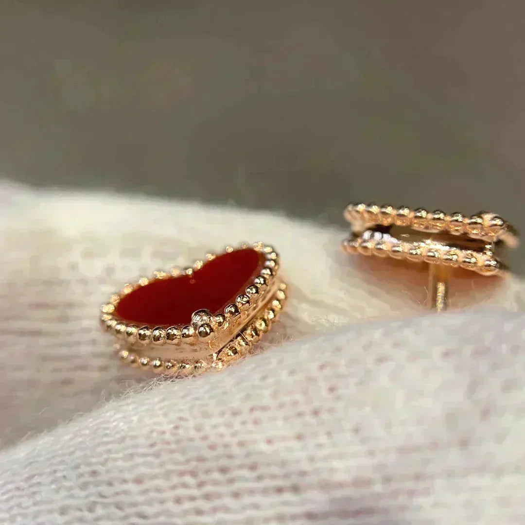 [⭐Reverie Jewels]HEART CARNELIAN STUD EARRINGS