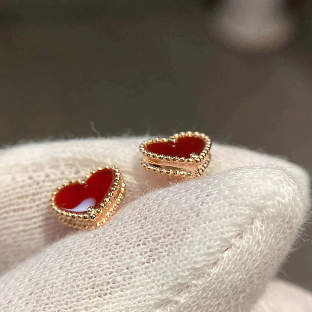 [⭐Reverie Jewels]HEART CARNELIAN STUD EARRINGS
