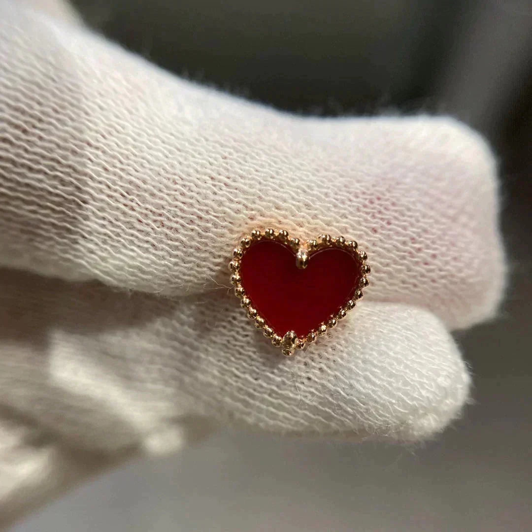 [⭐Reverie Jewels]HEART CARNELIAN STUD EARRINGS