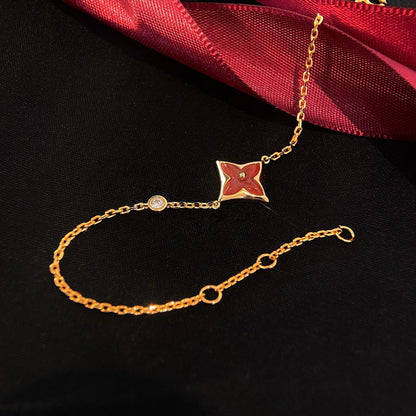 [⭐Reverie Jewels]COLOR STAR CARNELIAN PINK GOLD DIAMOND BRACELET