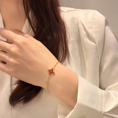 [⭐Reverie Jewels]COLOR STAR CARNELIAN PINK GOLD DIAMOND BRACELET