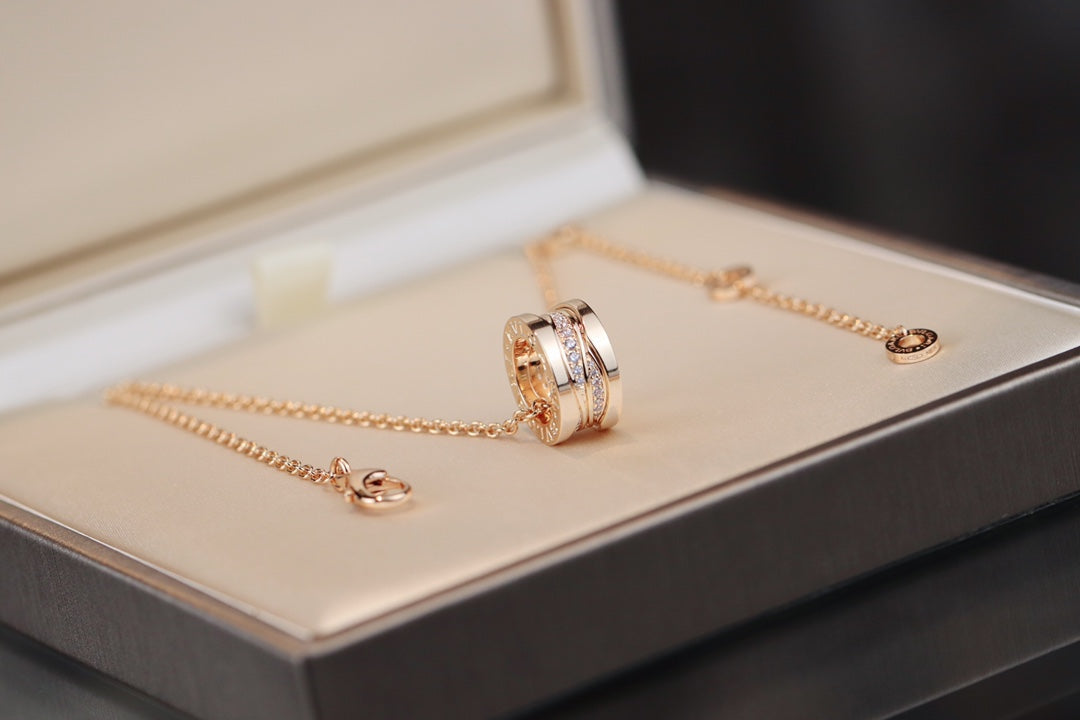 [⭐Reverie Jewels]ZERO 1 PINK GOLD DIAMOND NECKLACE