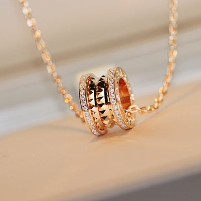 [⭐Reverie Jewels]ZERO 1 ROCK PEDANT PINK GOLD NECKLACE
