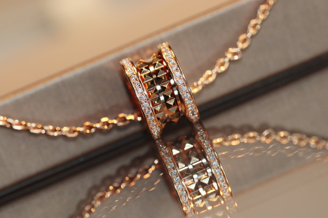 [⭐Reverie Jewels]ZERO 1 ROCK PEDANT PINK GOLD NECKLACE