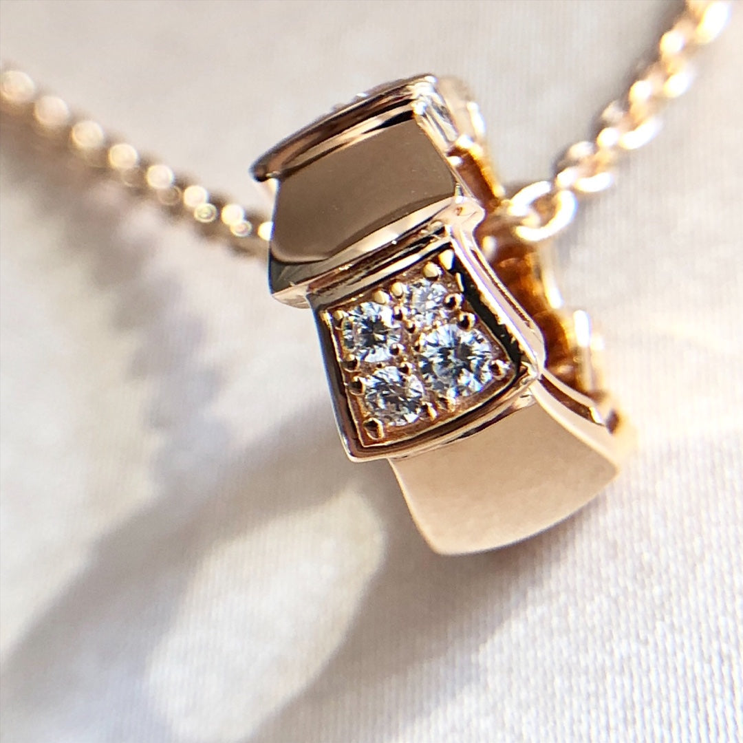 [⭐Reverie Jewels]SERPENTI PEDANT DIAMOND PINK GOLD NECKLACE