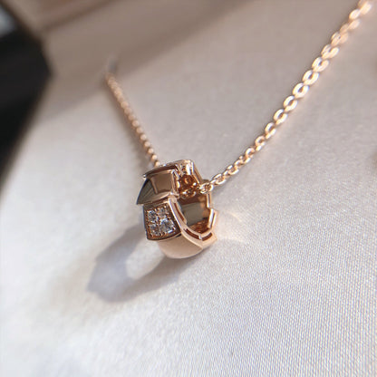 [⭐Reverie Jewels]SERPENTI PEDANT DIAMOND PINK GOLD NECKLACE