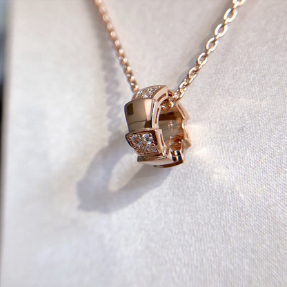 [⭐Reverie Jewels]SERPENTI PEDANT DIAMOND PINK GOLD NECKLACE