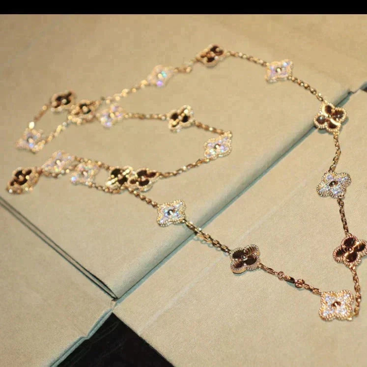 [⭐Reverie Jewels]CLOVER 20 MOTIFS LASER DIAMOND NECKLACE