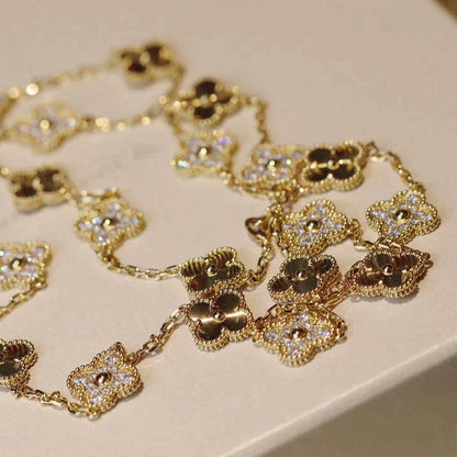 [⭐Reverie Jewels]CLOVER 20 MOTIFS LASER DIAMOND NECKLACE