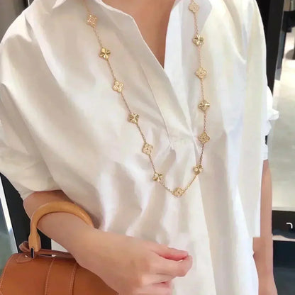 [⭐Reverie Jewels]CLOVER 20 MOTIFS LASER DIAMOND NECKLACE