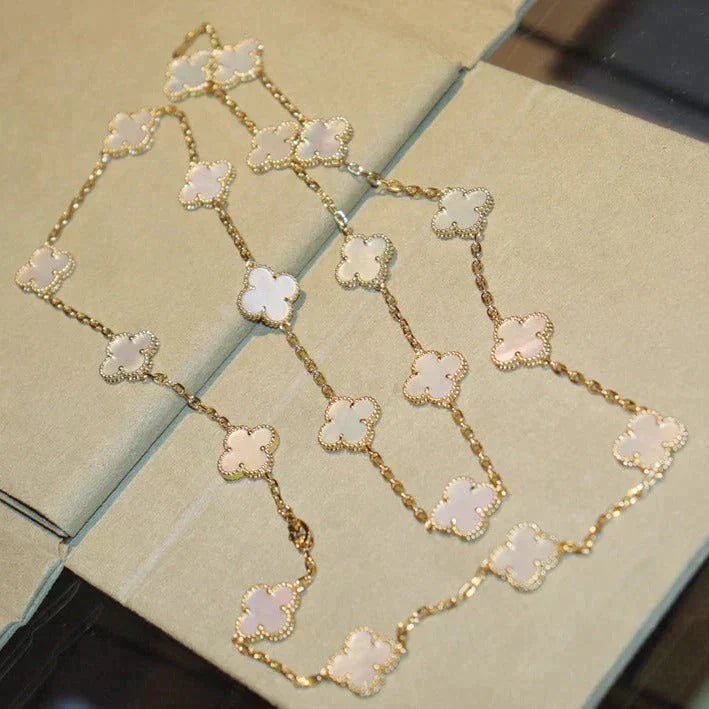 [⭐Reverie Jewels]CLOVER 20 MOTIFS WHITE MOP NECKLACE