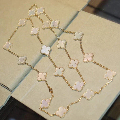 [⭐Reverie Jewels]CLOVER 20 MOTIFS WHITE MOP NECKLACE
