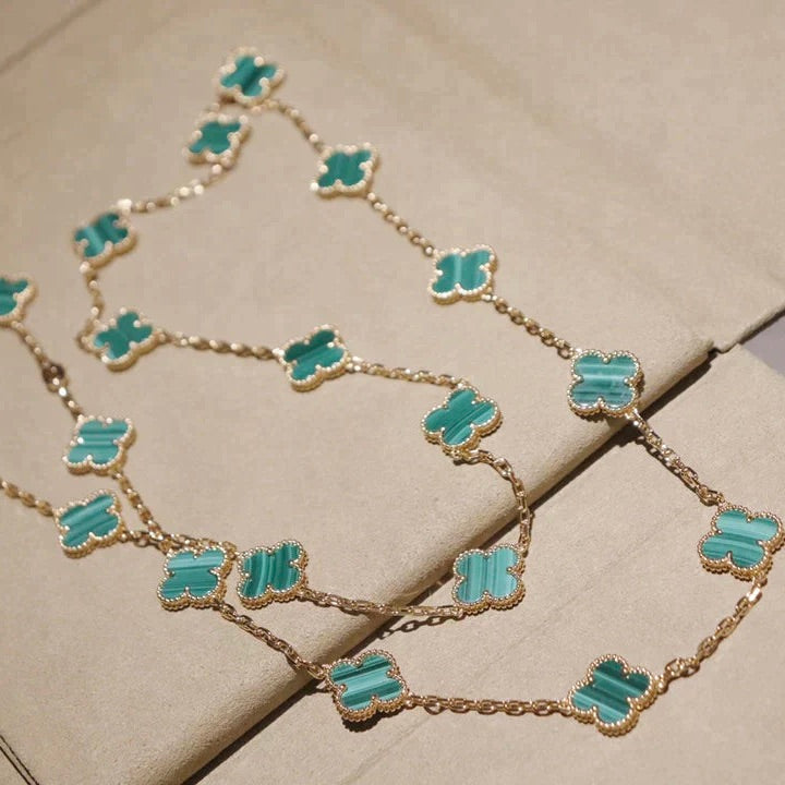 [⭐Reverie Jewels]CLOVER 20 MOTIFS MALACHITE GOLD