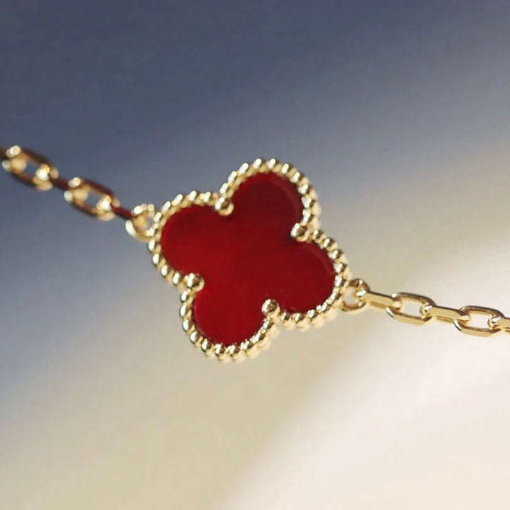 [⭐Reverie Jewels]CLOVER 20 MOTIFS CARNELIAN NECKLACE