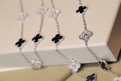 [⭐Reverie Jewels]CLOVER 20 MOTIFS ONYX DIAMOND SILVER