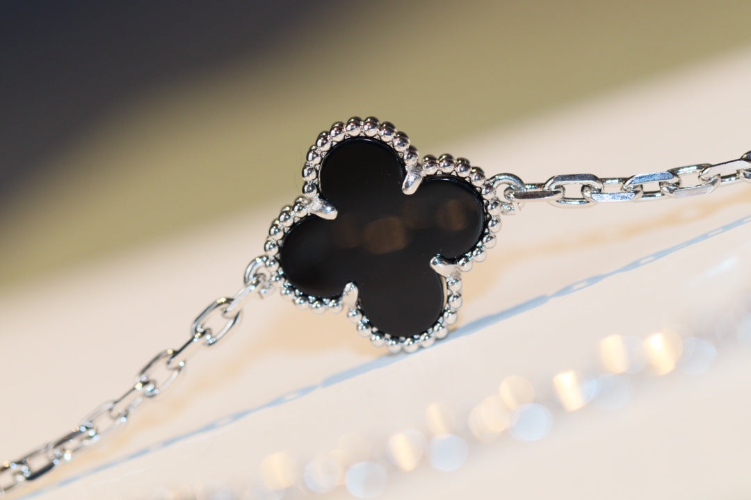 [⭐Reverie Jewels]CLOVER 20 MOTIFS ONYX DIAMOND SILVER
