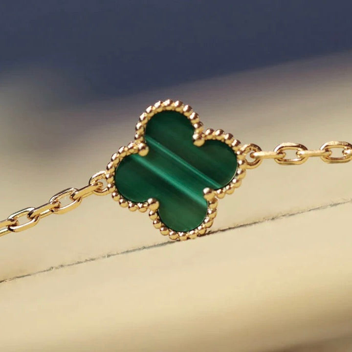[⭐Reverie Jewels]CLOVER 20 MOTIFS MALACHITE DIAMOND NECKLACE