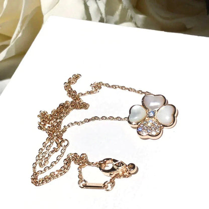 [⭐Reverie Jewels]CLOVER MOP DIAMOND ROSE GOLD NECKLACE