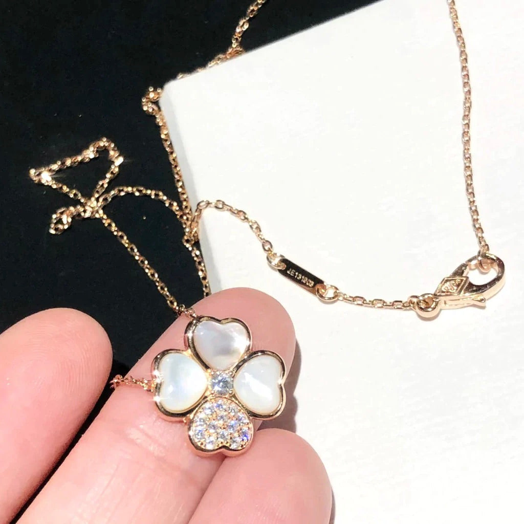 [⭐Reverie Jewels]CLOVER MOP DIAMOND ROSE GOLD NECKLACE