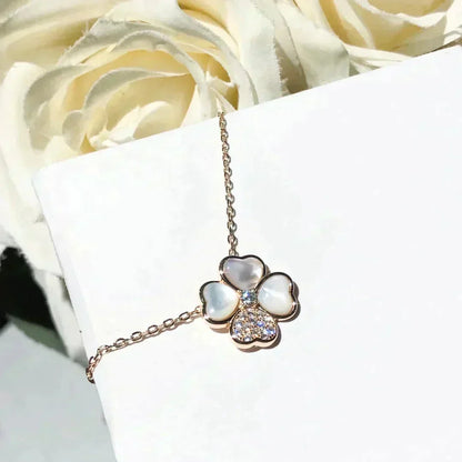 [⭐Reverie Jewels]CLOVER MOP DIAMOND ROSE GOLD NECKLACE