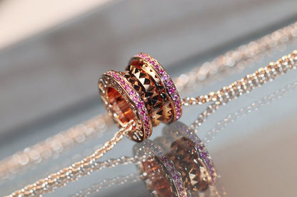 [⭐Reverie Jewels]ZERO 1 ROCK PINK GOLD PINK DIAMOND NECKLACE