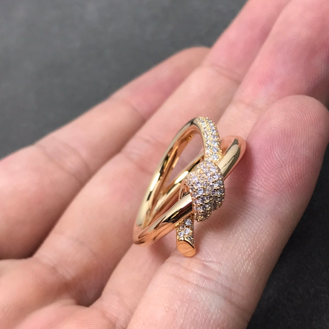 [Reverie Jewels]KNOT RING DOUBLE ROW DIAMOND