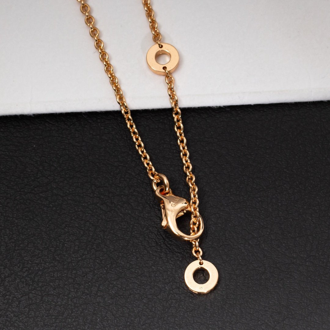 [⭐Reverie Jewels]ZERO 1 WHITE CERAMIC PINK GOLD DIAMOND NECKLACE