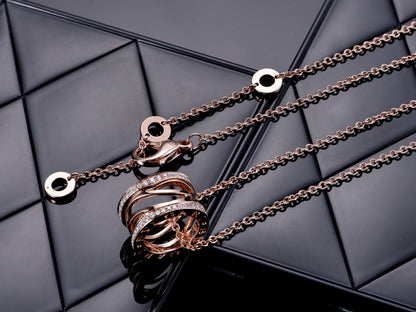 [⭐Reverie Jewels]ZERO 1 PINK GOLD DIAMOND OPEN NECKLACE