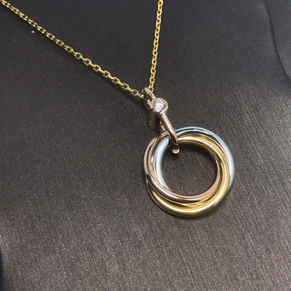 [⭐Reverie Jewels]TRINITY SILVER GOLD PINK GOLD NECKLACE