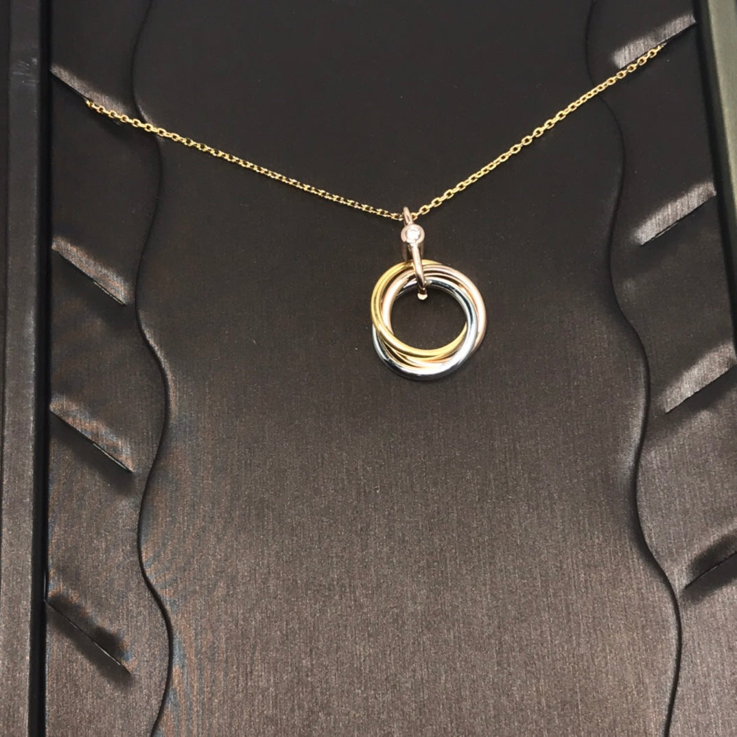 [⭐Reverie Jewels]TRINITY SILVER GOLD PINK GOLD NECKLACE