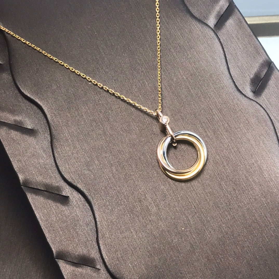 [⭐Reverie Jewels]TRINITY SILVER GOLD PINK GOLD NECKLACE