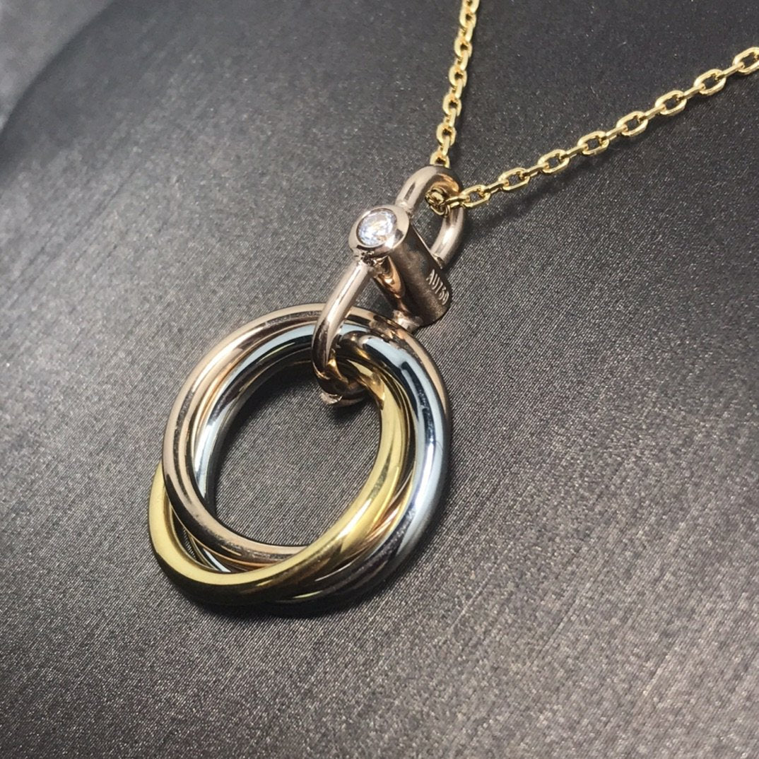 [⭐Reverie Jewels]TRINITY SILVER GOLD PINK GOLD NECKLACE
