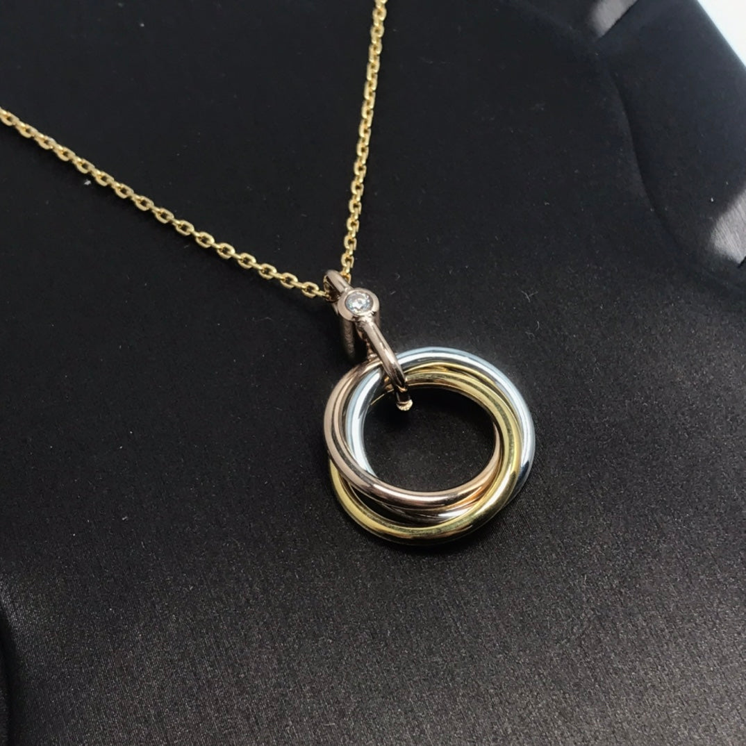 [⭐Reverie Jewels]TRINITY SILVER GOLD PINK GOLD NECKLACE