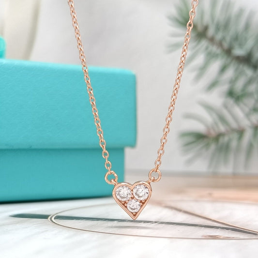 [Reverie Jewels]HEART 3 DIAMONDS PEDANT NECKLACE
