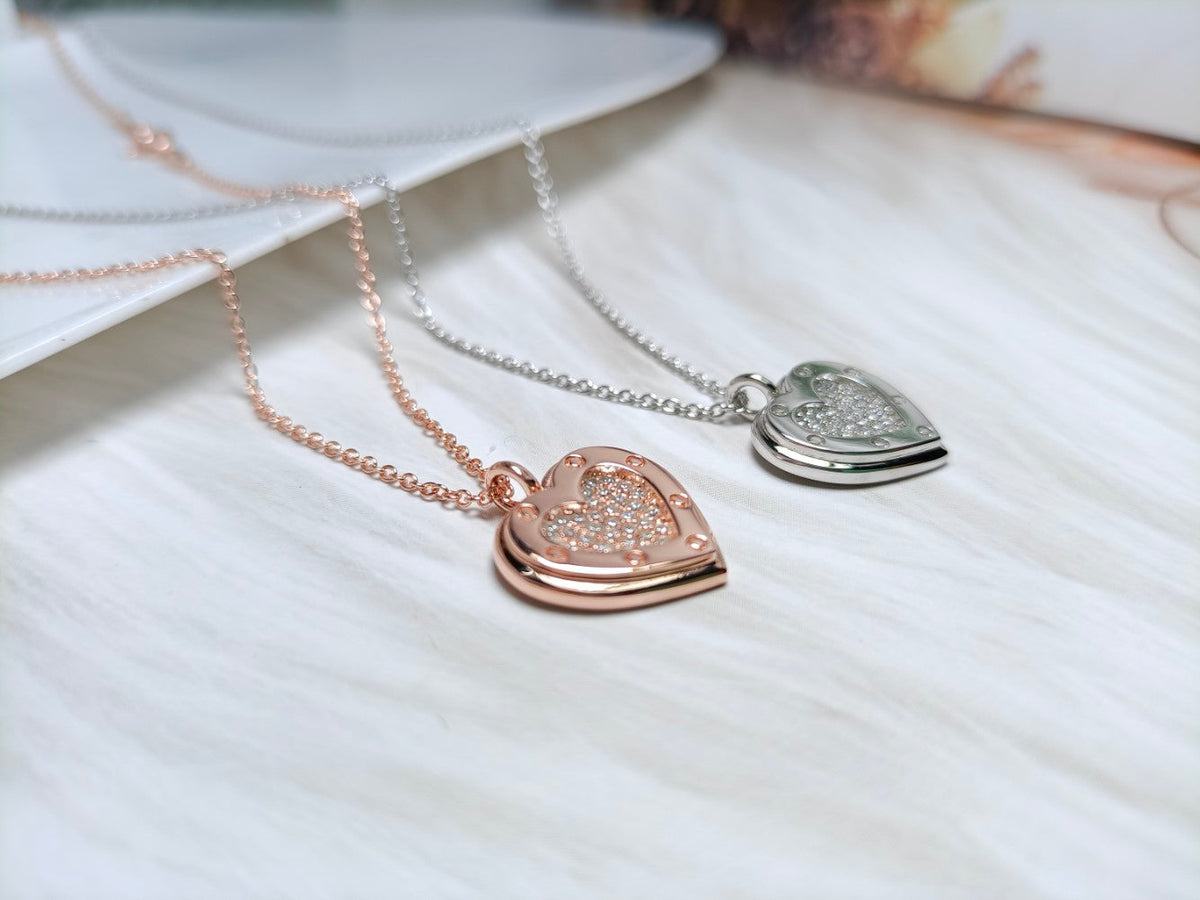 [Reverie Jewels]HEART DIAMONDS PEDANT NECKLACE