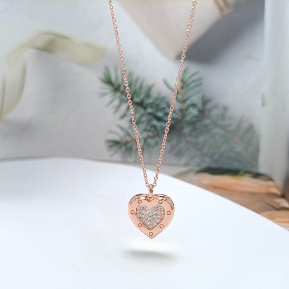 [Reverie Jewels]HEART DIAMONDS PEDANT NECKLACE