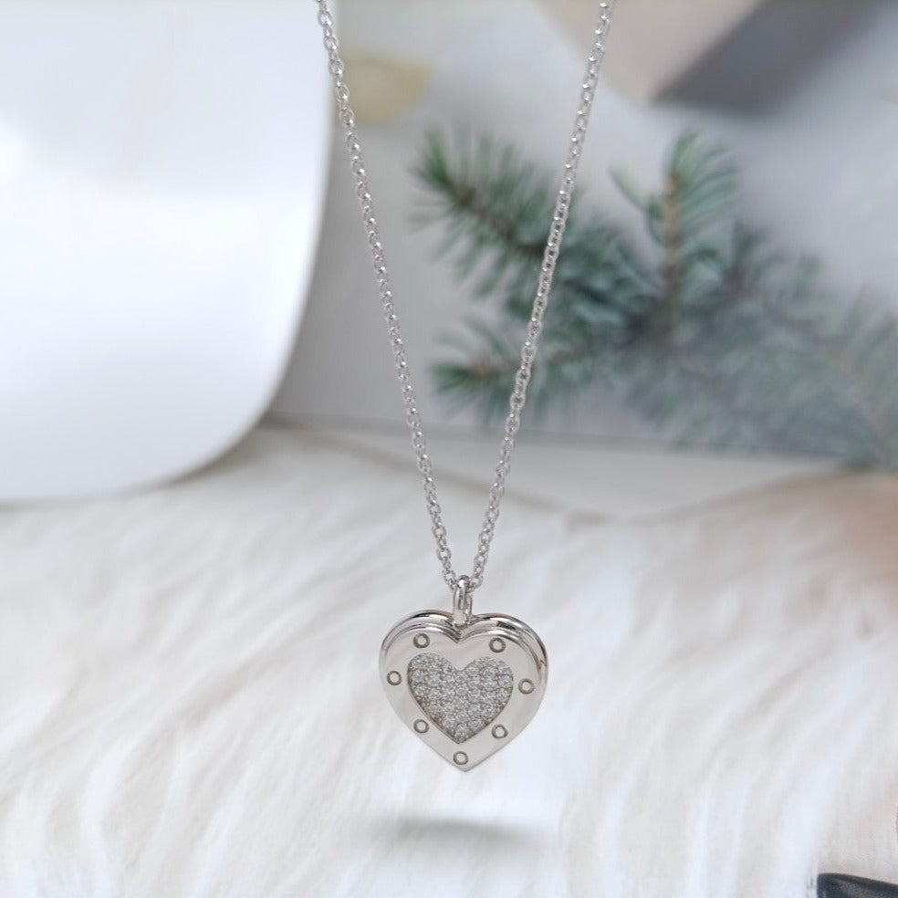 [Reverie Jewels]HEART DIAMONDS PEDANT NECKLACE