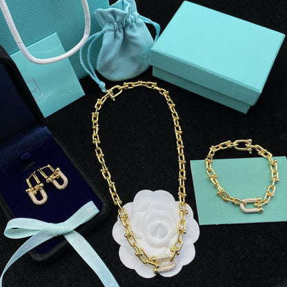 [Reverie Jewels]HARDWEAR LINK DIAMOND GOLD EARRINGS