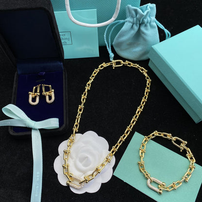 [Reverie Jewels]HARDWEAR LINK DIAMOND GOLD EARRINGS