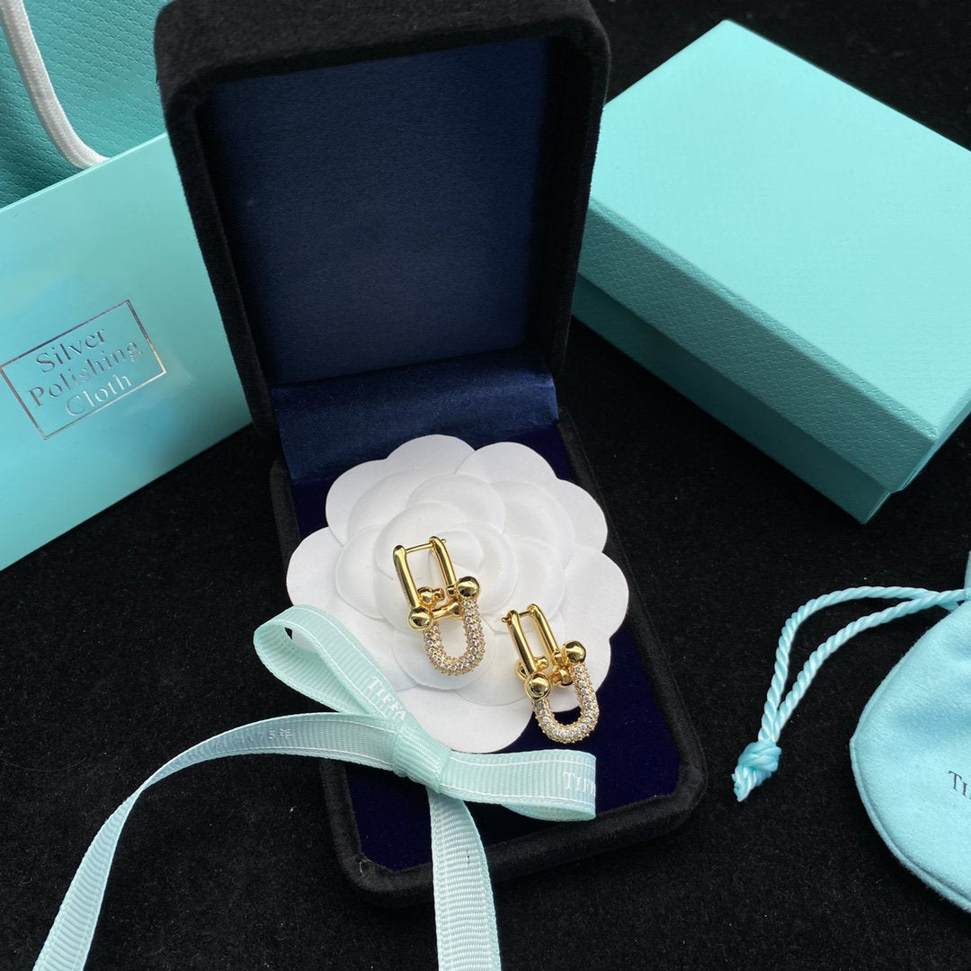 [Reverie Jewels]HARDWEAR LINK DIAMOND GOLD EARRINGS