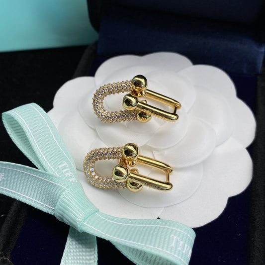 [Reverie Jewels]HARDWEAR LINK DIAMOND GOLD EARRINGS