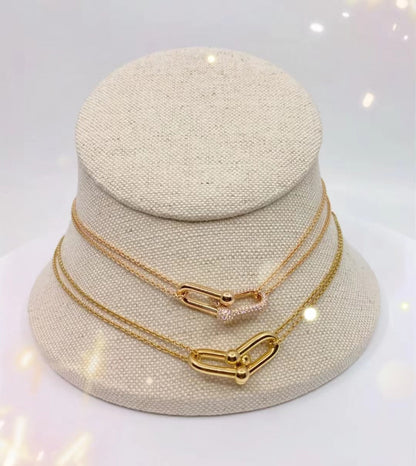 [Reverie Jewels]HARDWEAR GOLD DOUBLE LINK NECKLACE