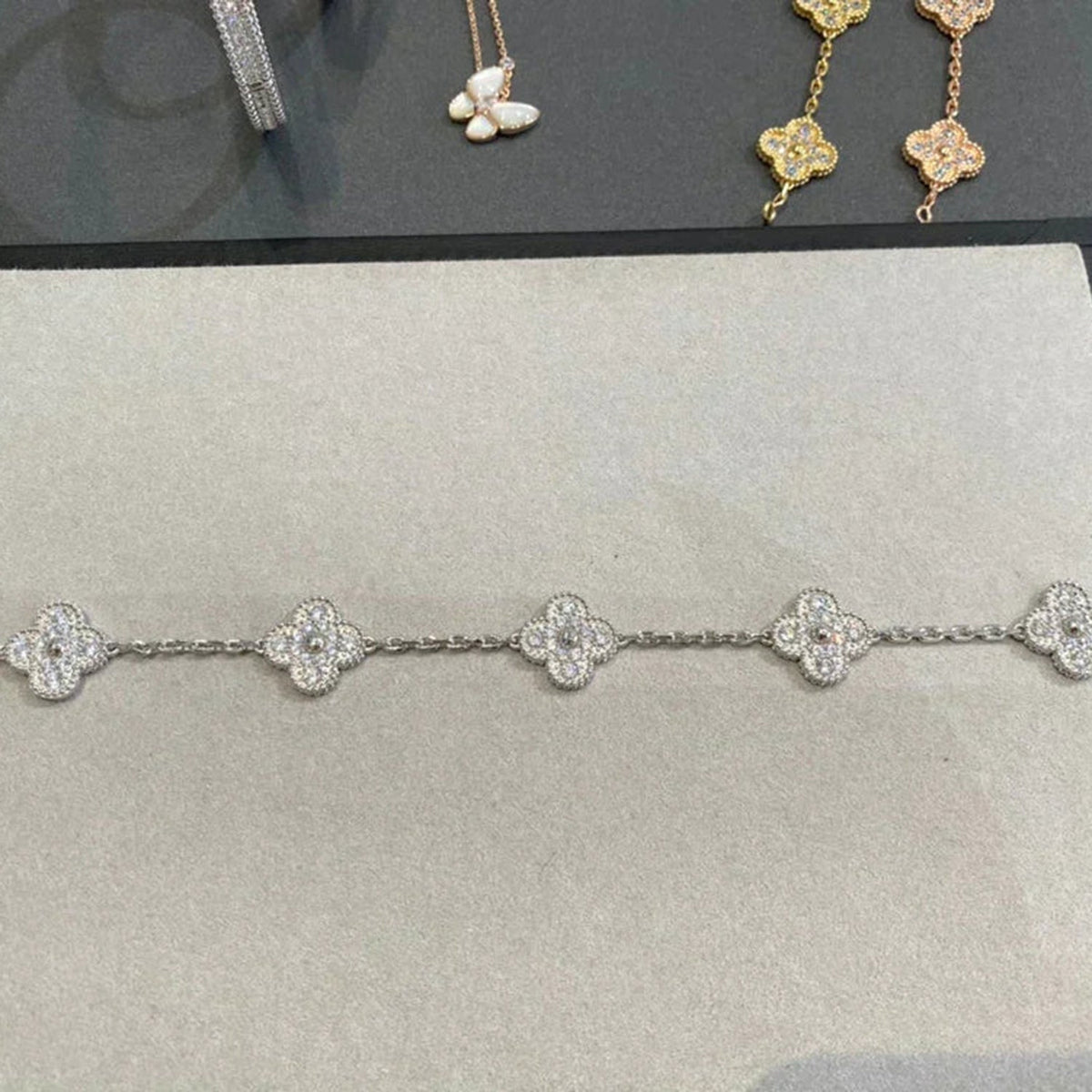 [⭐Reverie Jewels] CLOVER 5 MOTIF FULL DIAMOND BRACELET COLLECTION