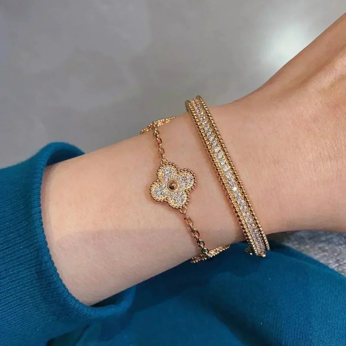 [⭐Reverie Jewels] CLOVER 5 MOTIF FULL DIAMOND BRACELET COLLECTION