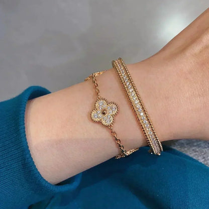 [⭐Reverie Jewels] CLOVER 5 MOTIF FULL DIAMOND BRACELET COLLECTION