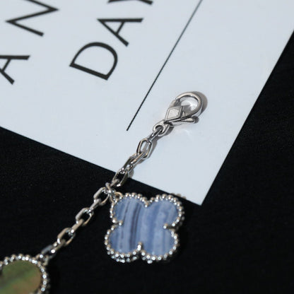 [⭐Reverie Jewels]CLOVER BRACELET 5 MOTIFS MOP CHALCEDONY SILVER